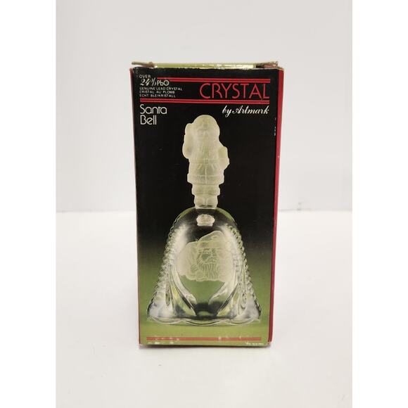 Vintage Glass Bell with Frosted Santa Handle – Etched Claus Design Holiday Decor - Picture 1 of 5